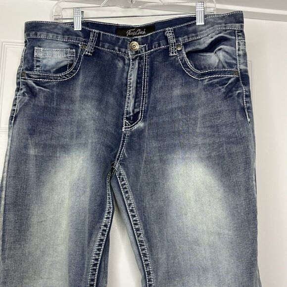 True Luck Classic Stretch Men Straight Jeans Size 38x32 - Picture 2 of 10